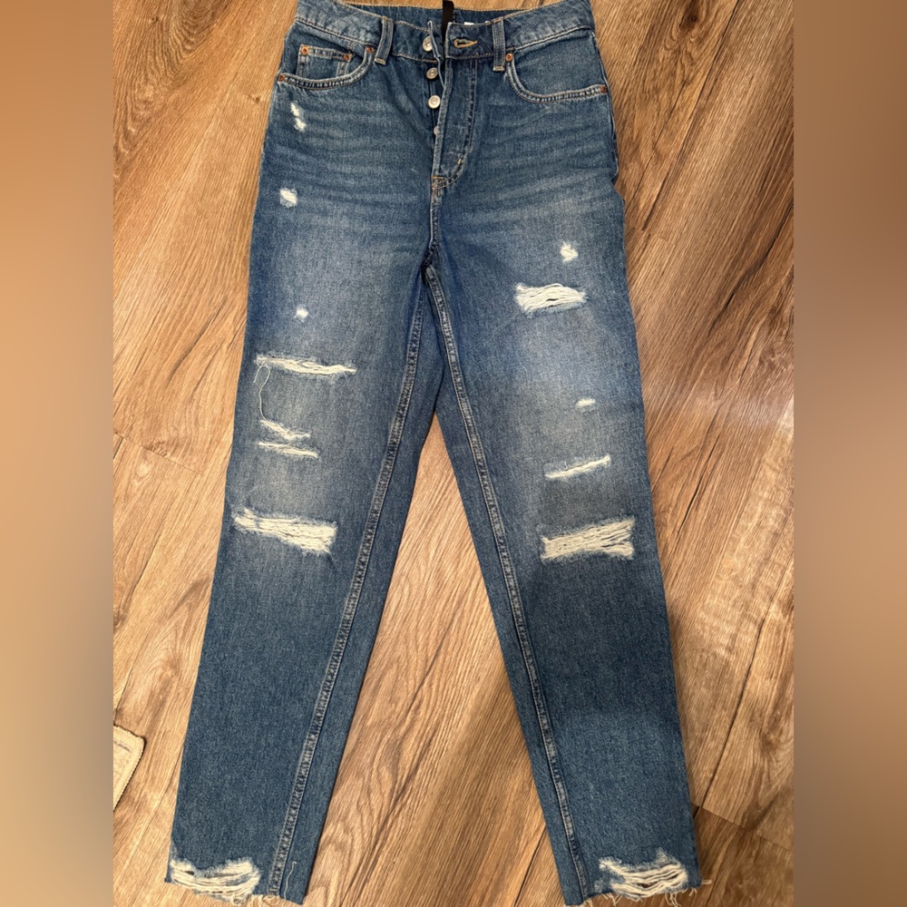 H&M Blue Straight Leg Jeans for Women
